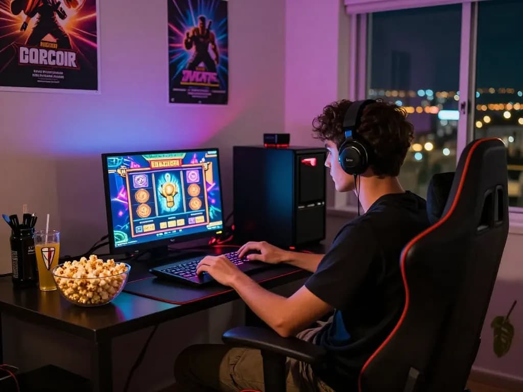 Adegan permainan slot gacor yang menarik dengan pemain yang terlibat dalam permainan online yang hidup