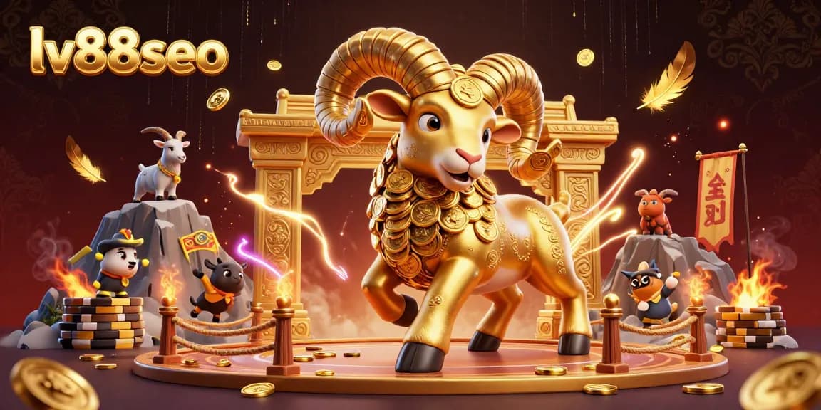 Experience thrilling bets at lv88seo with a golden ram charging through a dynamic casino scene.