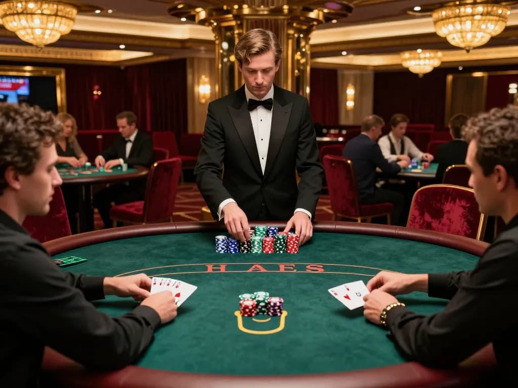 Players engaging in a high-stakes poker game in a luxurious VIP area at kp88 casino