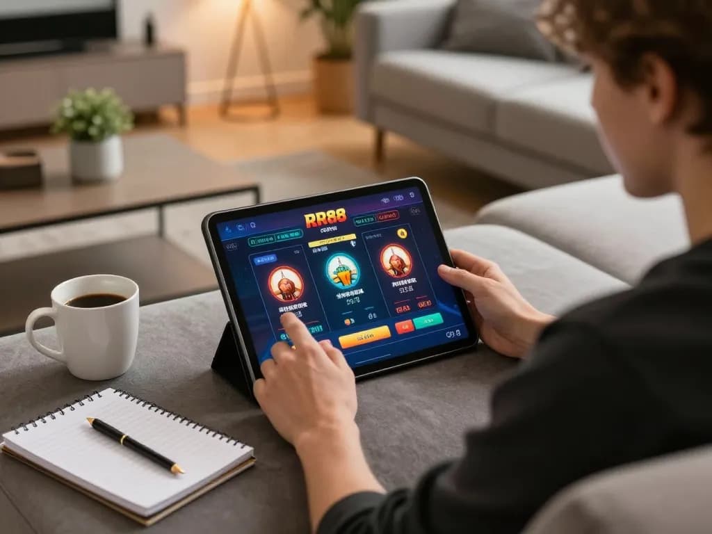 Experience thrilling game strategies on the RR88 online casino app with a cozy at-home setup.
