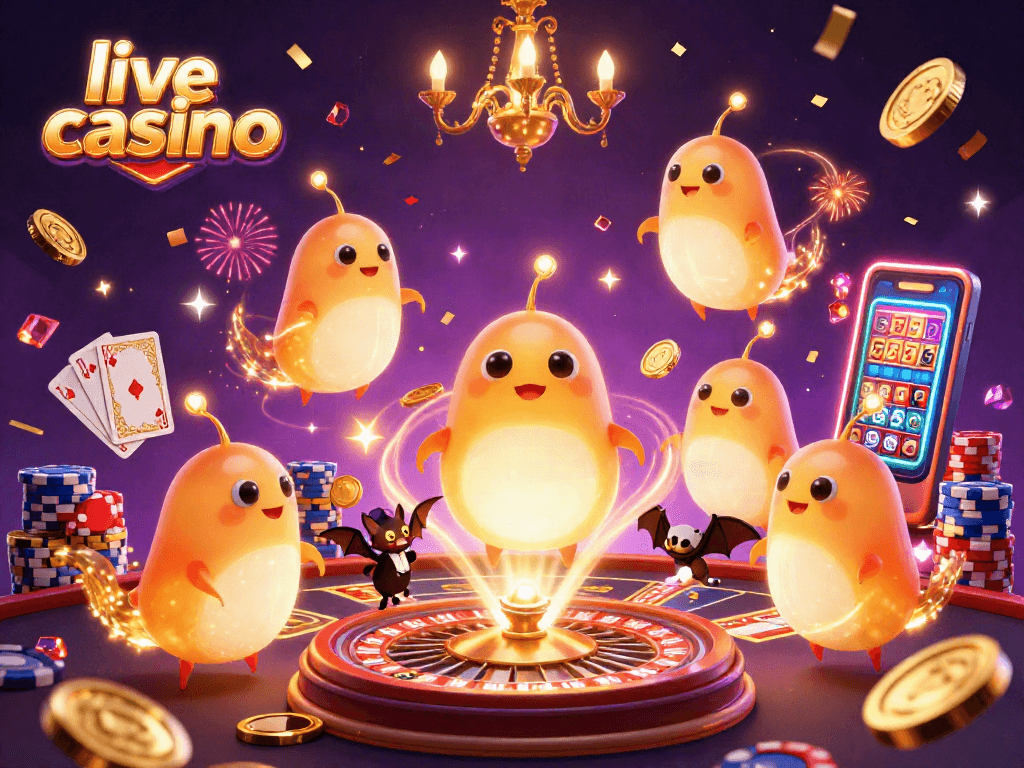Experience the excitement of live casino action with vibrant glowworms illuminating a thrilling gaming scene.
