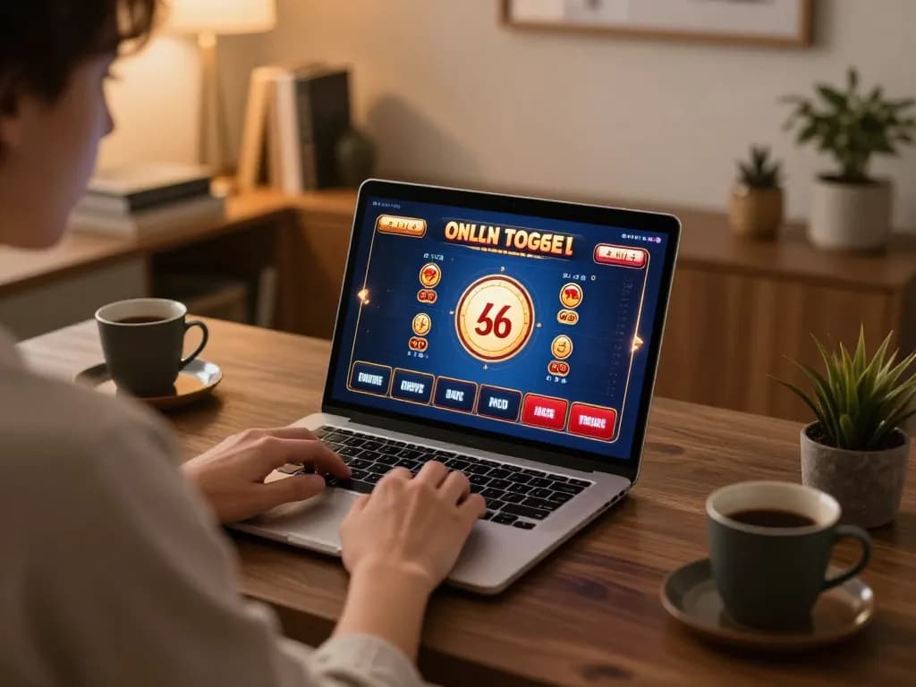 Engaging in togel online at home, showcasing a comfortable gaming environment.