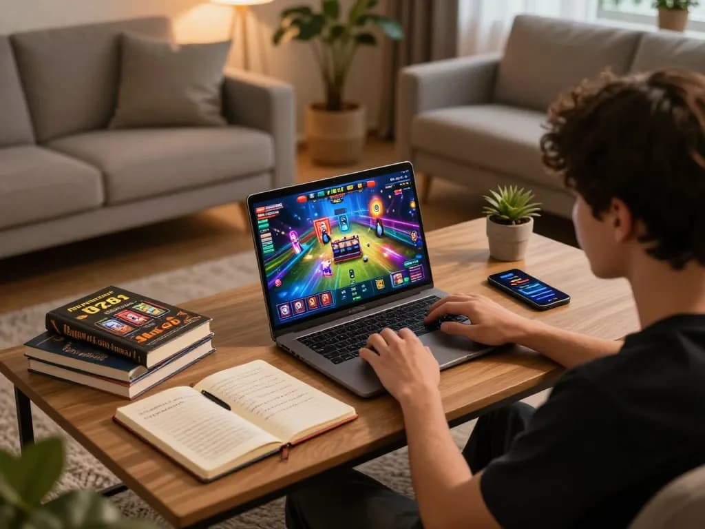 Engaging in gameplay on FAFA 828 in a cozy home setting, showcasing an immersive gaming experience.