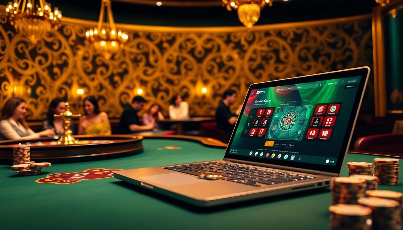 Experience the thrill of casino gaming at https://33win5.it.com/ with an elegant roulette table and exciting players.