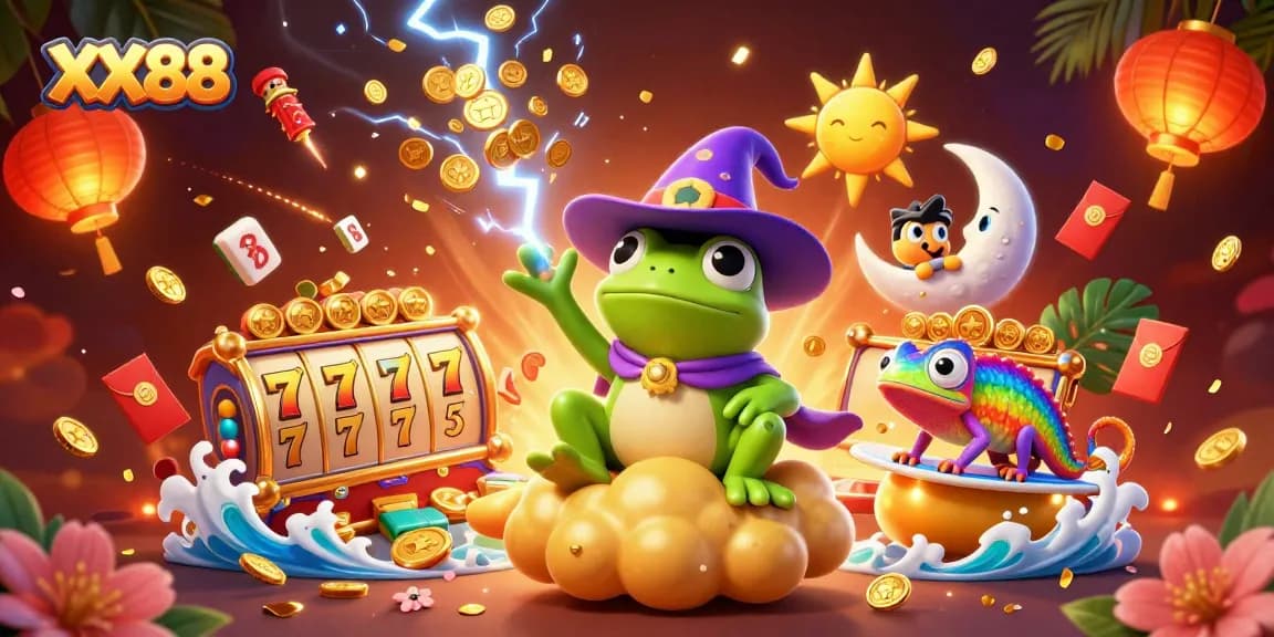 Experience the excitement of XX88 with golden jackpots and vibrant casino elements.