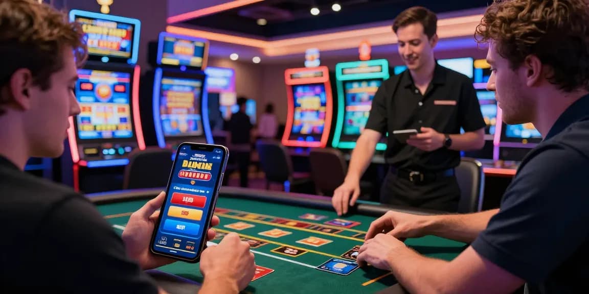 Player enjoying gaming at a credit card casino featured on jumpspace.org.uk, surrounded by vibrant machines and bonuses.