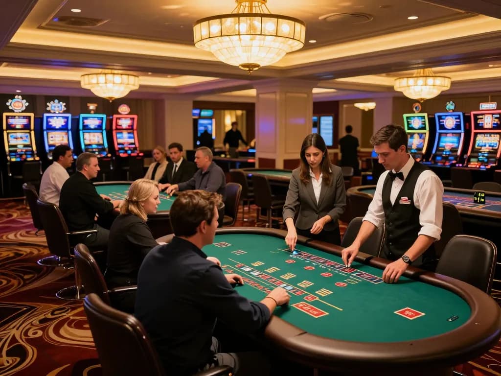 Players showing excitement at 789F blackjack tables in a luxurious casino environment.