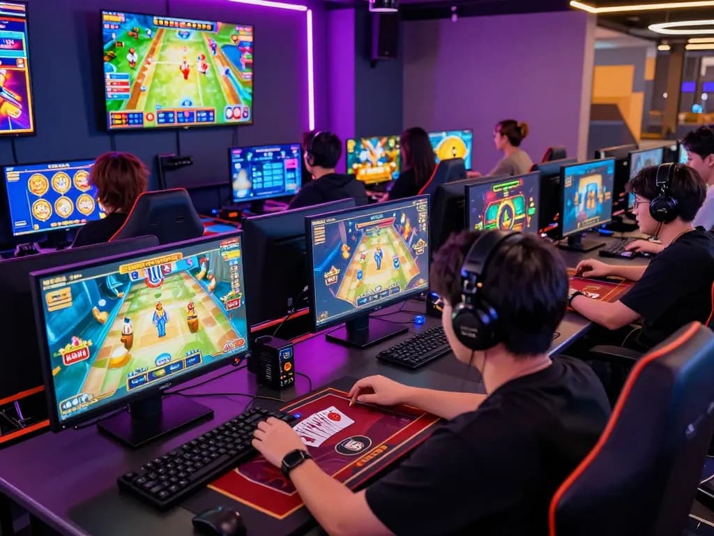 Players engaging at cổng game sunwin, showcasing vibrant games and immersive atmosphere.