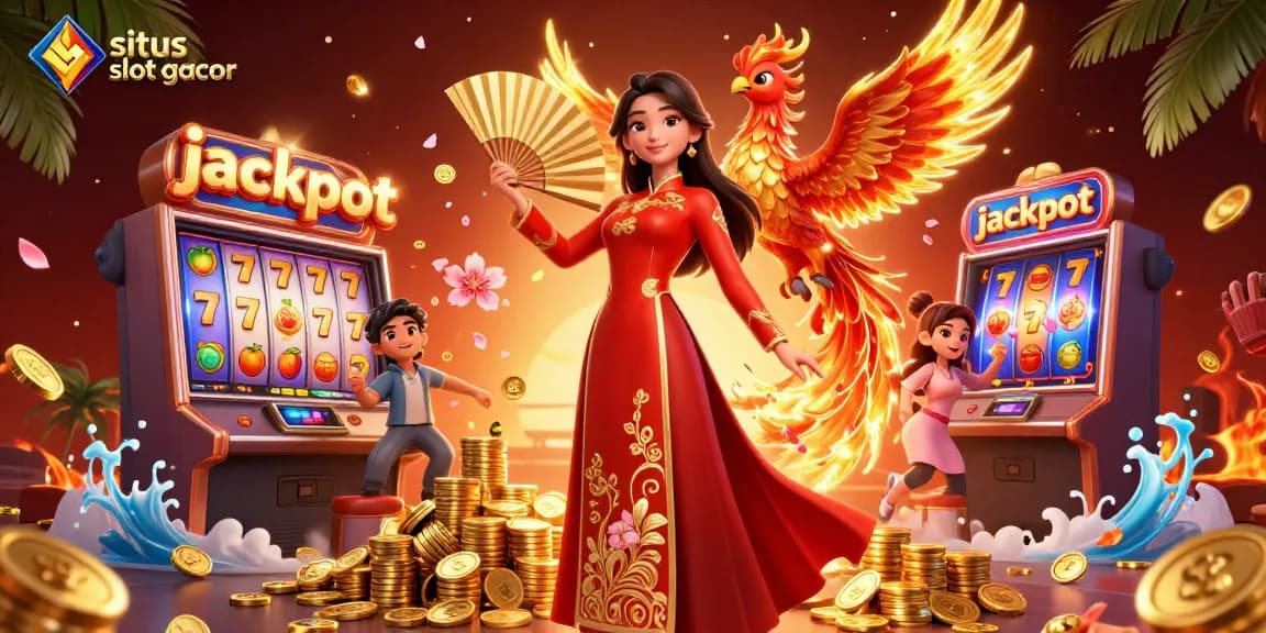 Experience the excitement at situs slot gacor with vibrant slot machines and dynamic casino elements.