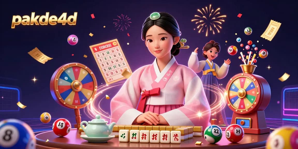 Experience the excitement of pakde4d with colorful lottery elements and a serene atmosphere in this lively illustration.