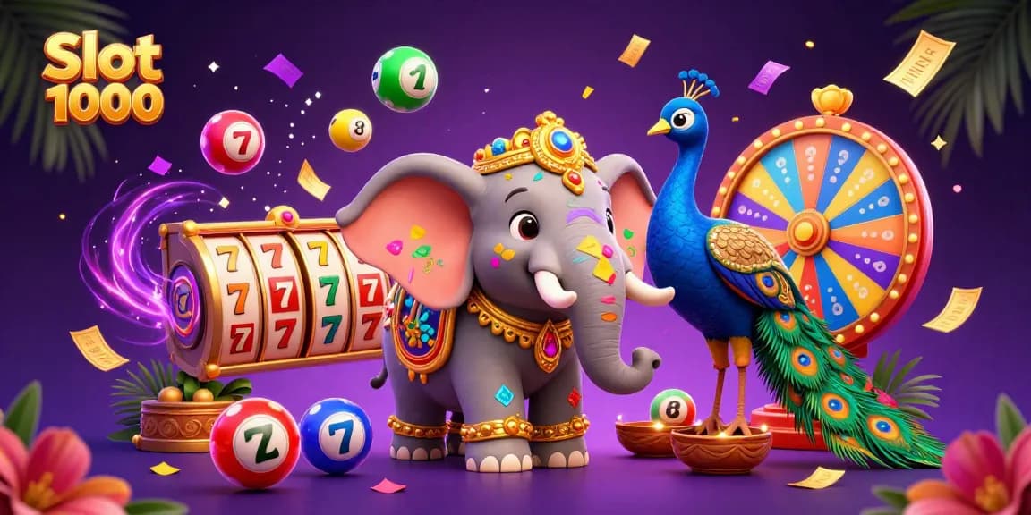Experience winning excitement at Slot 1000 with vibrant characters and dynamic game elements in a colorful scene.