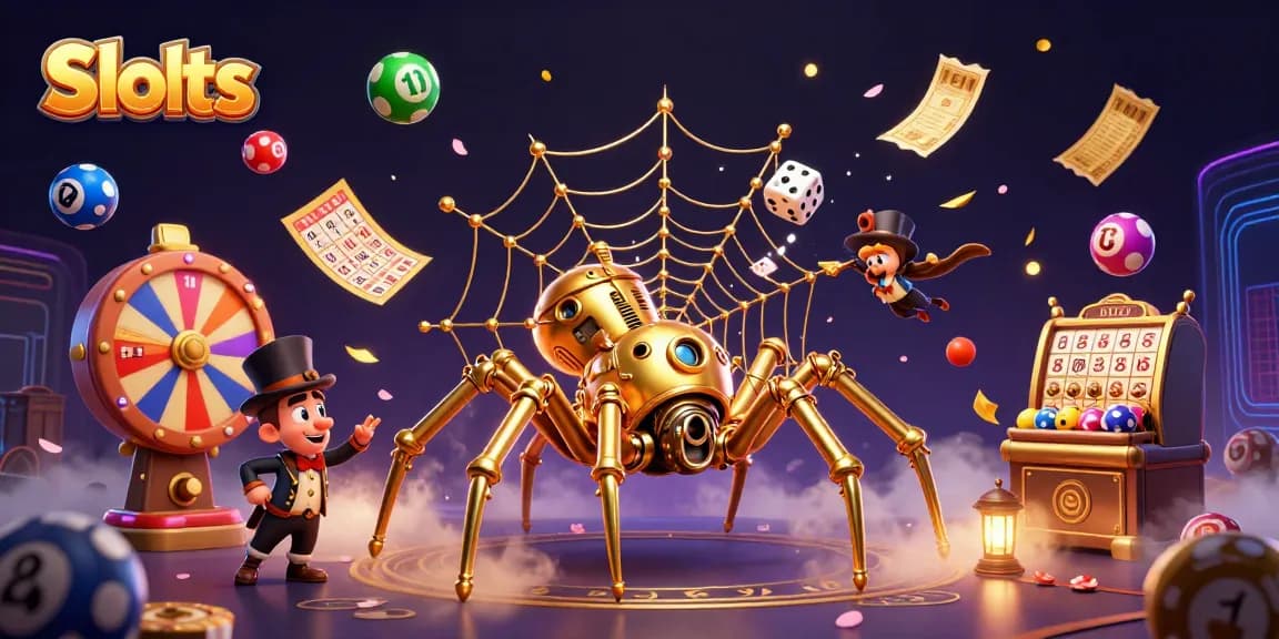 Experience thrilling Slots action with dynamic elements and a whimsical scene of fortune and fun.