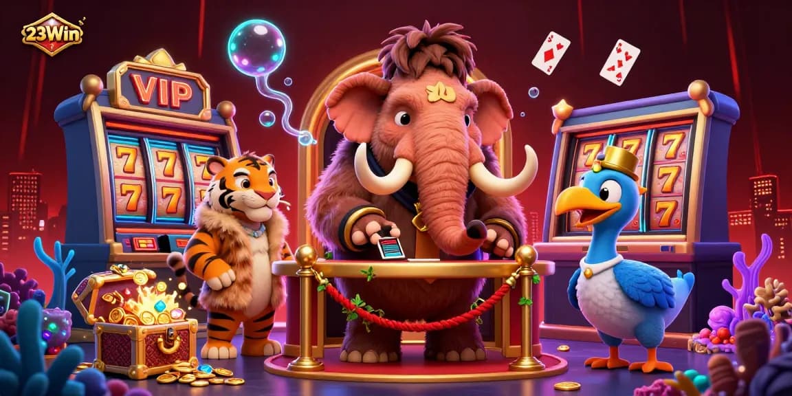 Experience thrilling casino action with 23Win's vibrant characters and dynamic gaming elements.