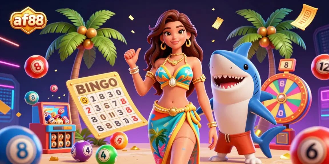 Engage with af88’s vibrant casino experience featuring lottery elements and tropical characters.