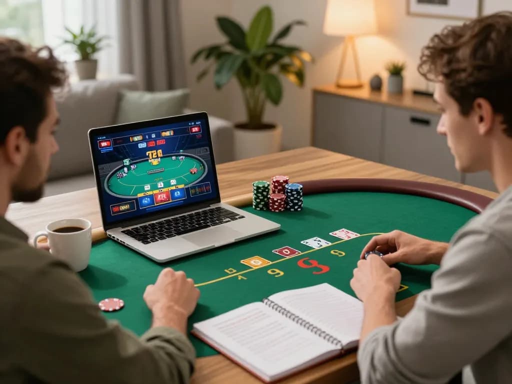 Player strategizing on TR88 online casino with laptop at home, depicting engaging gameplay.