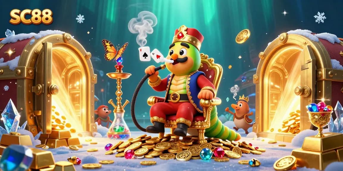 Experience exciting SC88 poker action with a whimsical caterpillar and sparkling treasures!