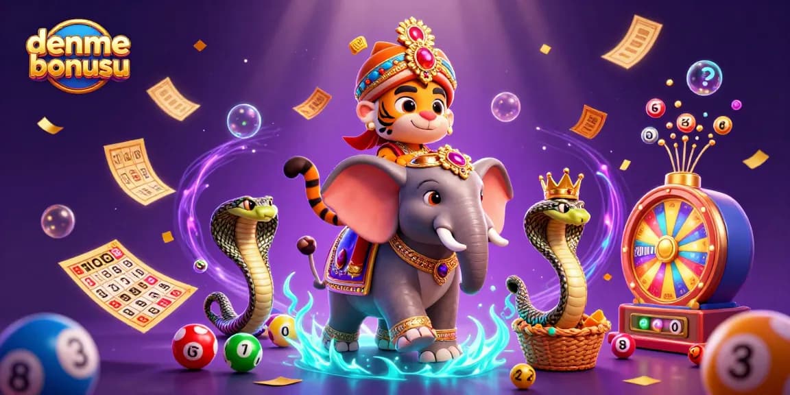 Experience thrilling deneme bonusu excitement with a vibrant casino-themed 3D illustration featuring a maharaja tiger.