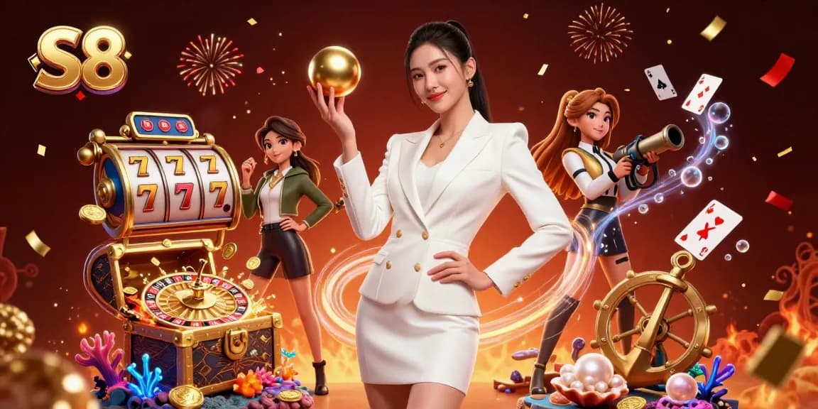 S8 captivates with thrilling slots and golden roulette moments in this vibrant casino scene.