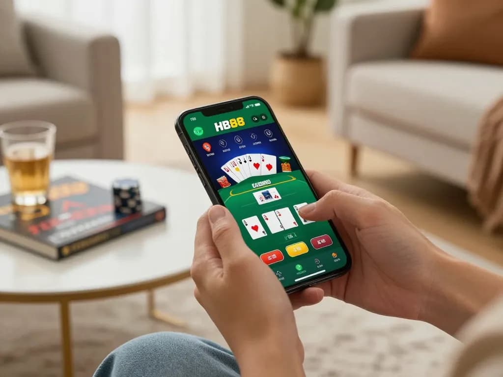 Play poker displayed on HB88 mobile app showcasing exciting betting options in a cozy setting