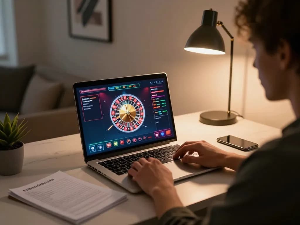Engaging with the Top 10 nhà cái uy tín through strategic online roulette gameplay on a laptop