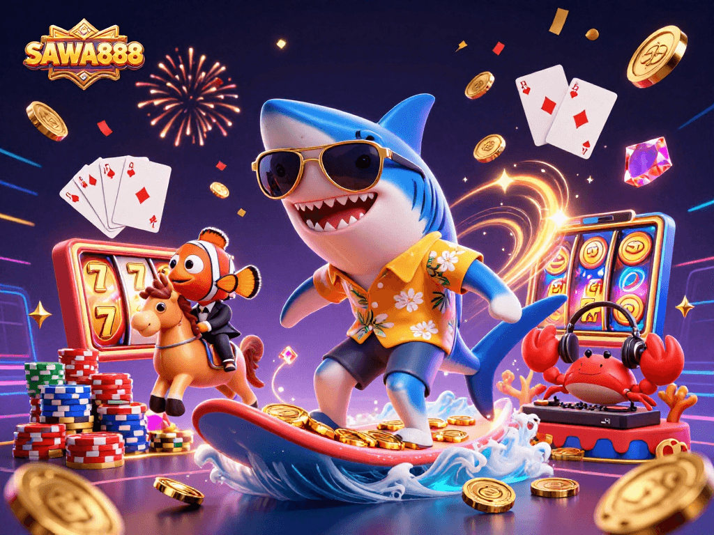 SAWA888 offers exciting slot experiences with a rich display of animated casino elements.
