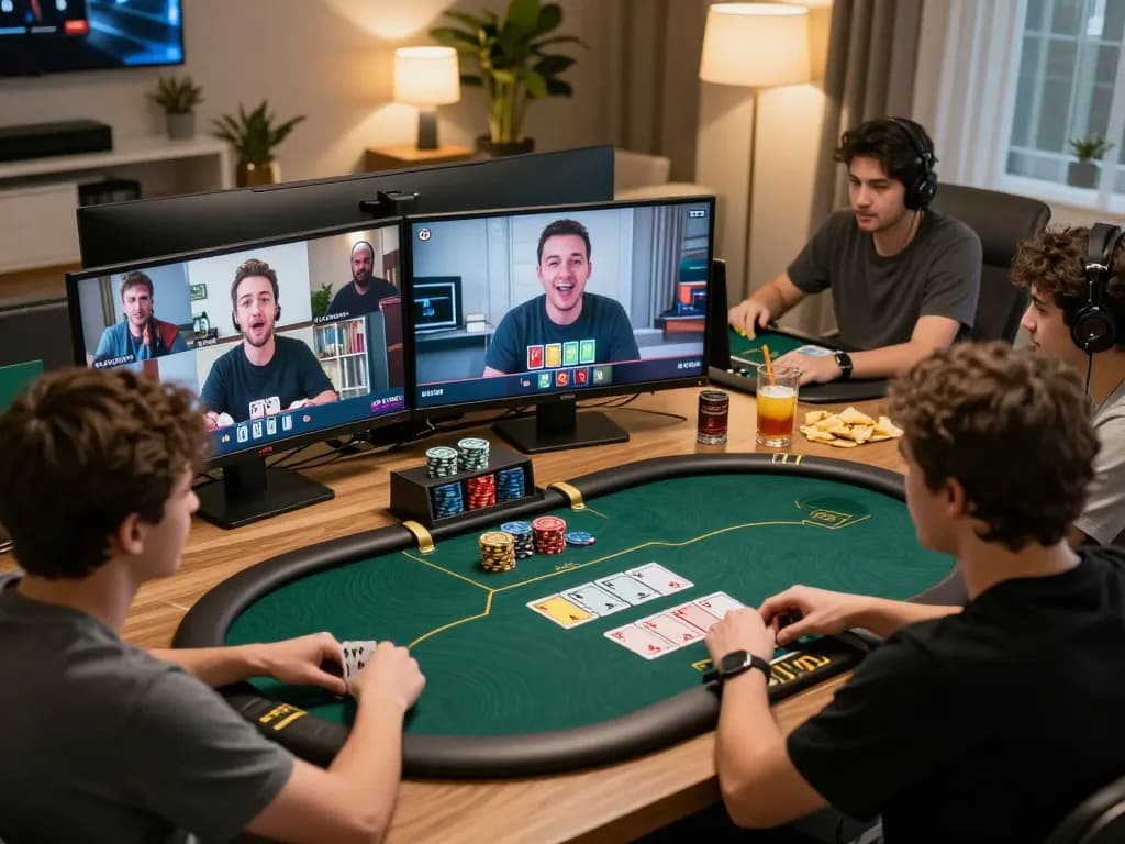 Players engage in a competitive poker game on LV88, showcasing strategic interactions and warm home atmosphere.