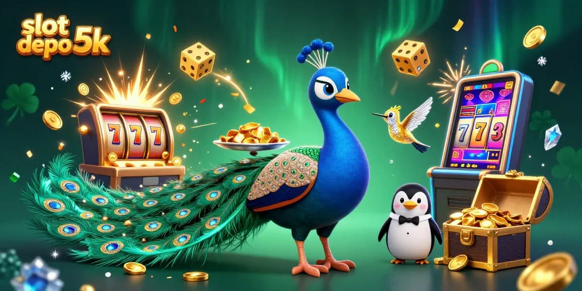 Engage with exciting slot depo 5k gameplay in a vibrant casino scene filled with animated characters.
