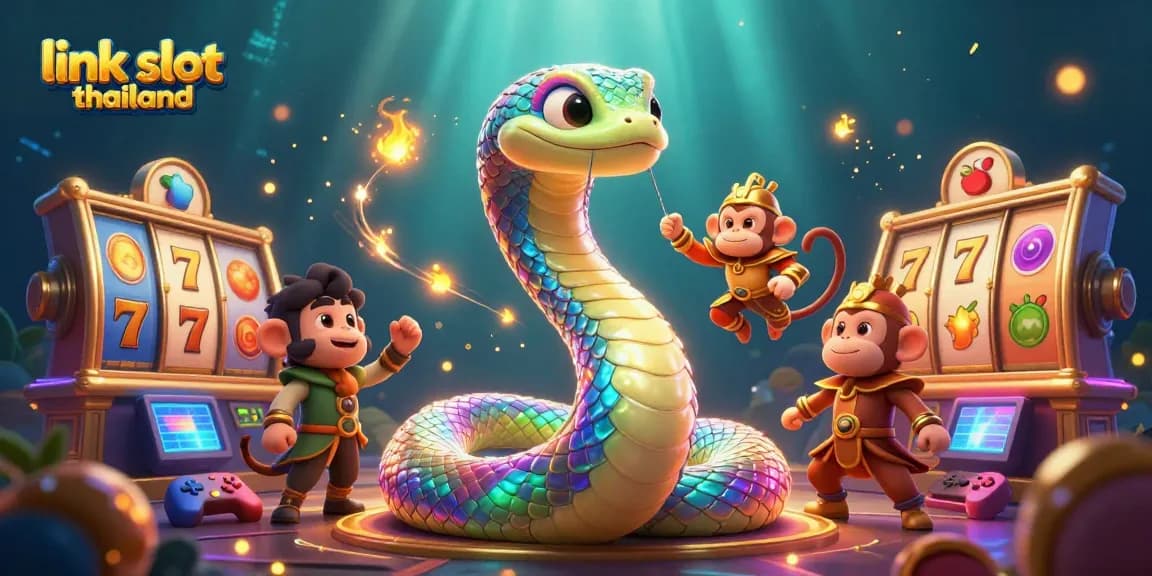 Play slots and win big at link slot thailand, featuring vibrant characters and dynamic game elements.