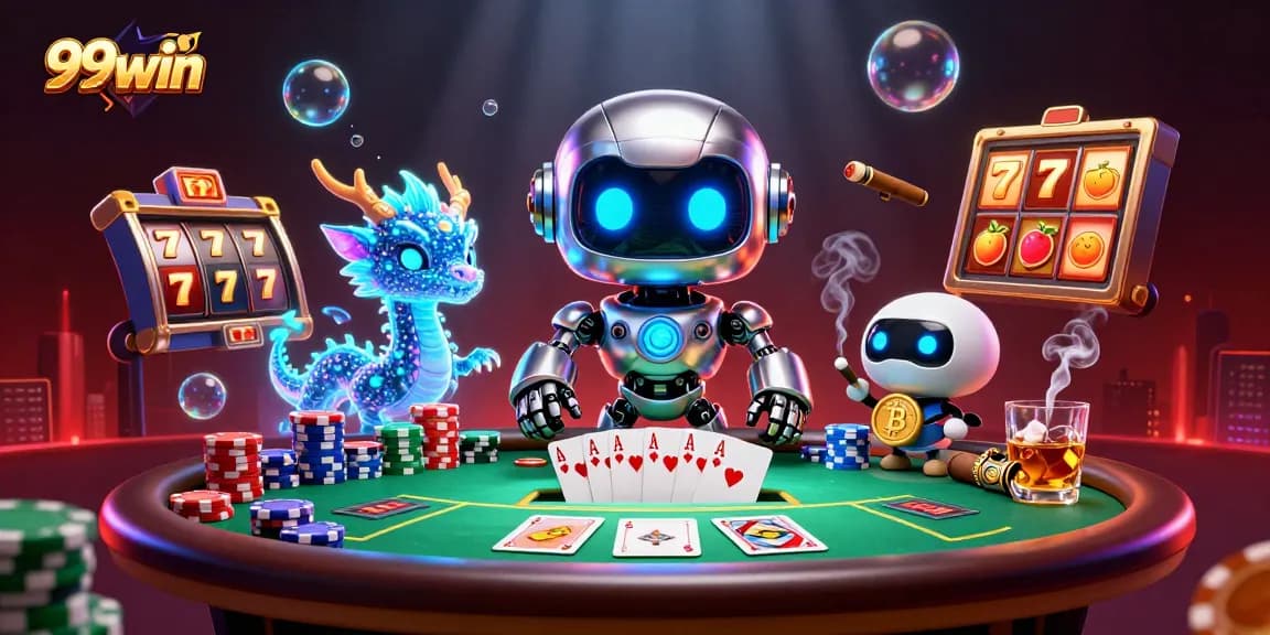 Bet and win at 99win with a vibrant casino scene featuring immersive slot machines and action.