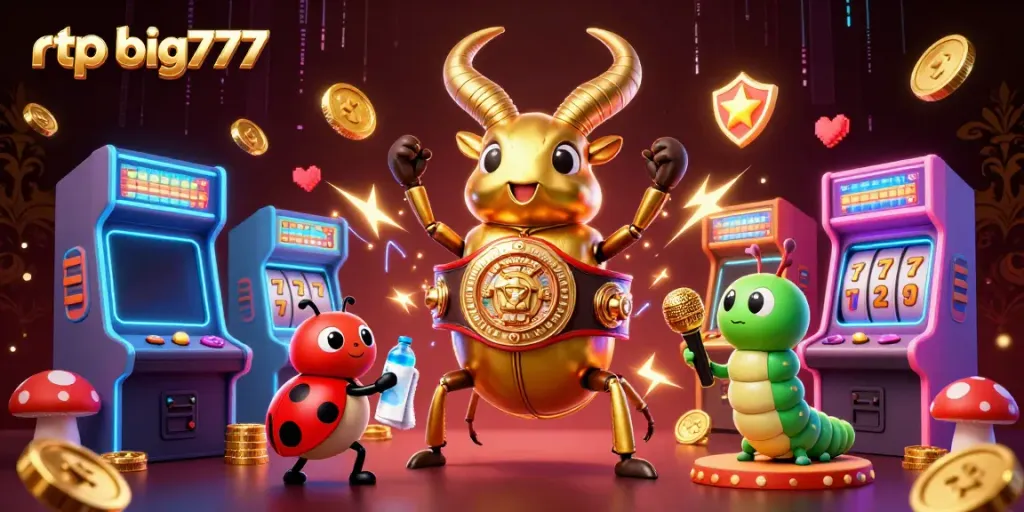 Witness the excitement of rtp big777 with a vibrant 3D casino scene featuring unique gambling characters.