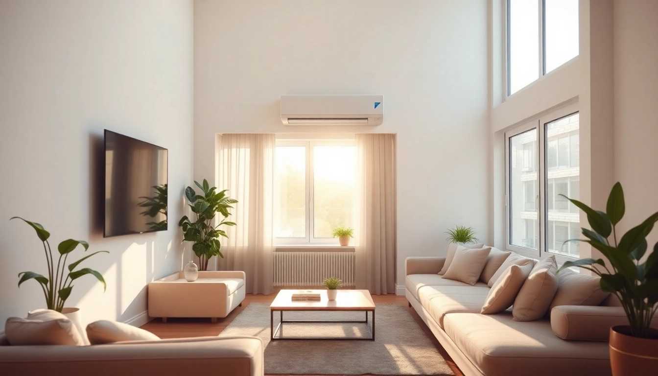 Experience the comfort of a Daikin mini split ac in a stylish living room setting.