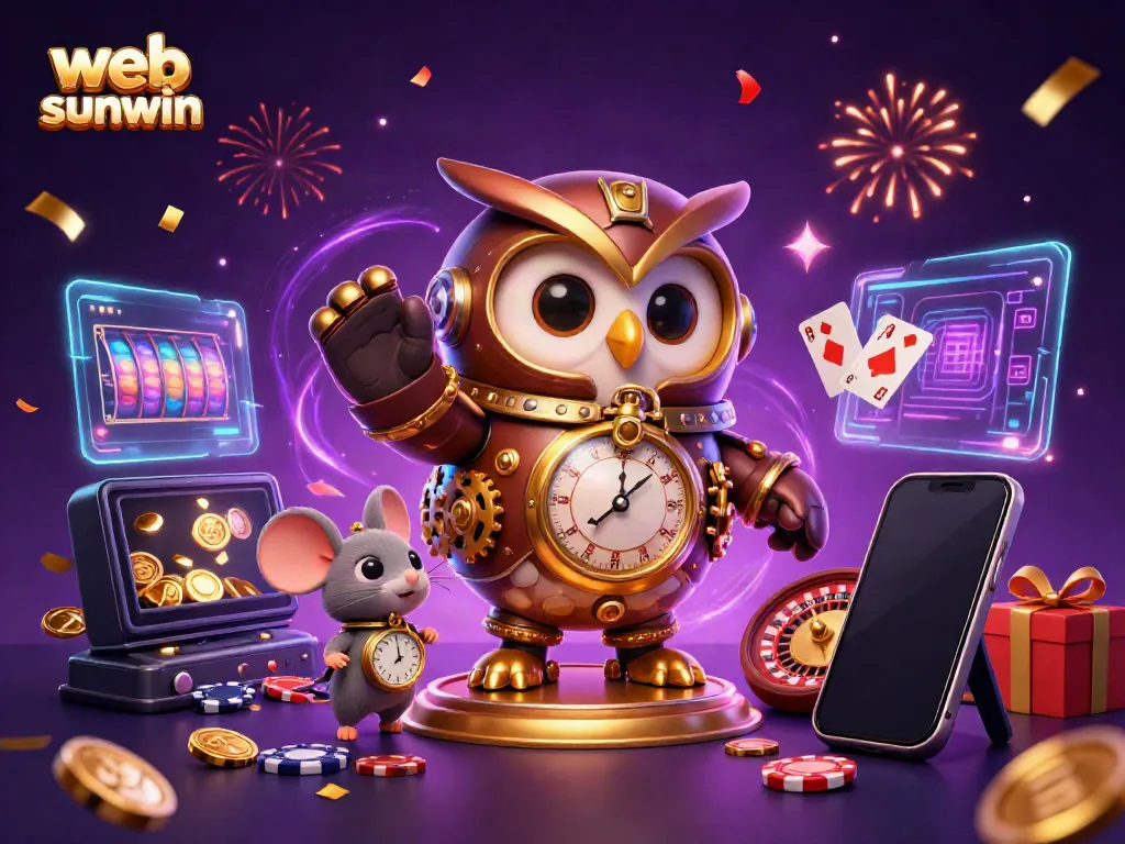Engage with web sunwin's thrilling casino world through a vibrant illustration featuring unique gambling elements.