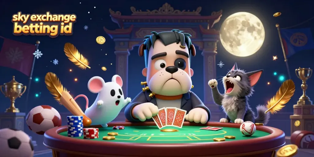 Engage in thrilling gameplay with sky exchange betting id, featuring characters dealing cards at a gambling table.