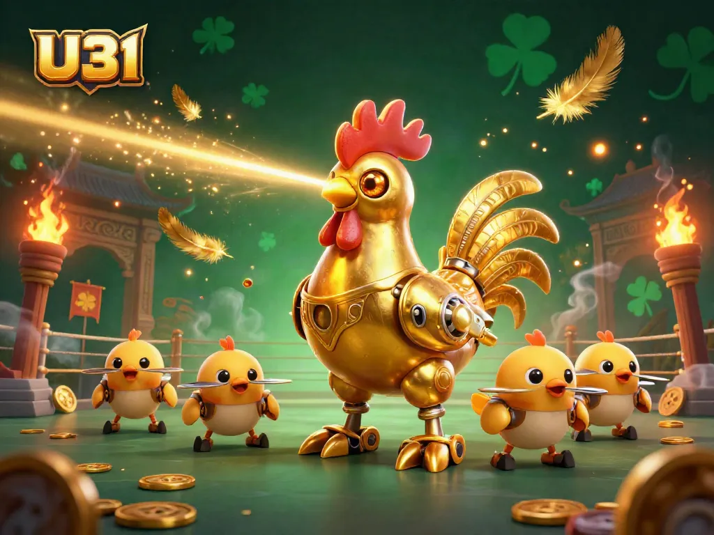 Play games at U31 as the golden rooster robot leads the action with thrilling jackpot wins.