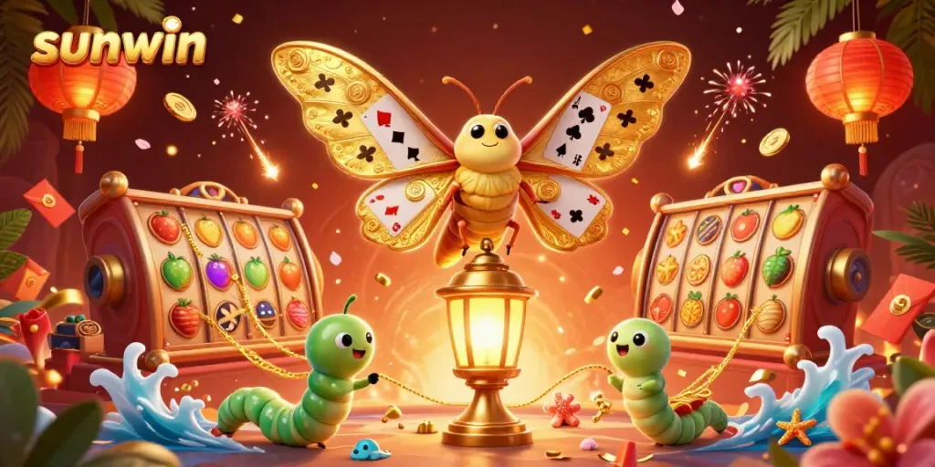 Experience thrilling gameplay with the sunwin jackpot slot reels surrounded by vibrant casino elements.