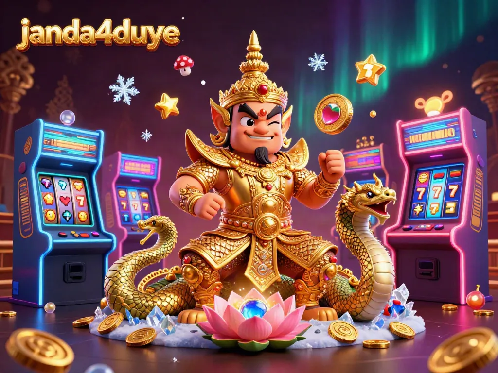 Bermain di janda4duye dengan slot yang menarik, dikelilingi karakter menakjubkan dan elemen permainan.