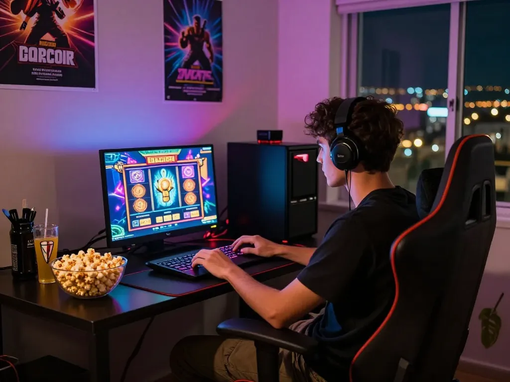 Adegan permainan slot gacor yang menarik dengan pemain yang terlibat dalam permainan online yang hidup