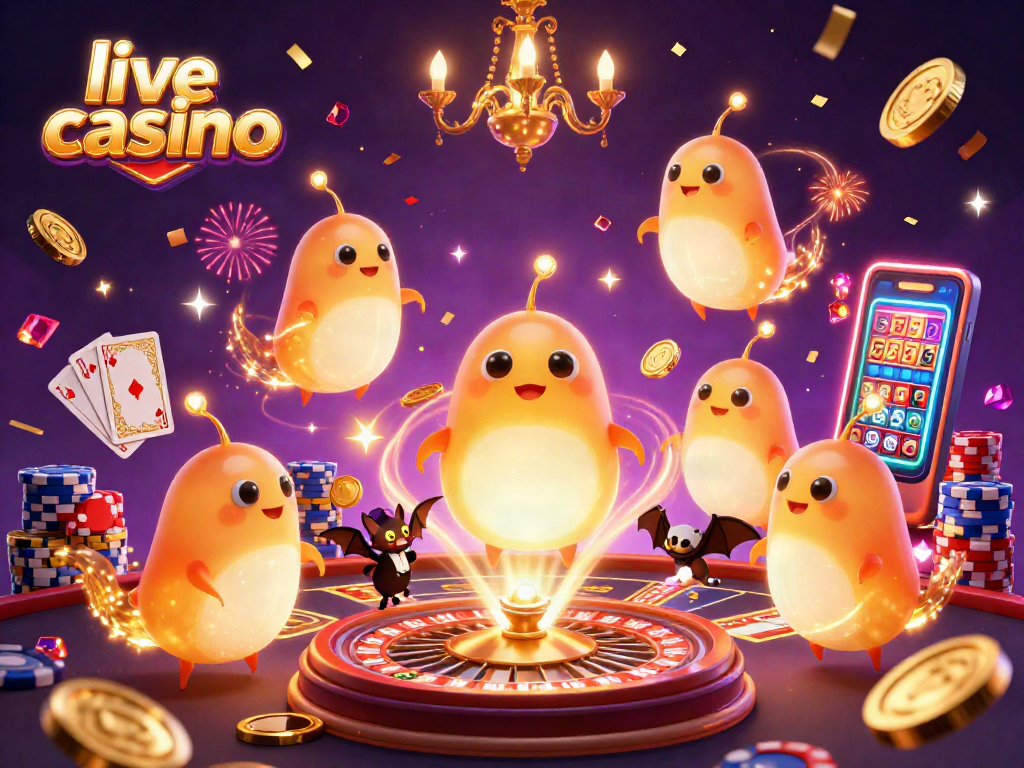 Experience the excitement of live casino action with vibrant glowworms illuminating a thrilling gaming scene.