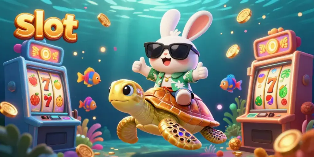 Play exciting slot games with lively characters and colorful game elements in a vibrant underwater scene.