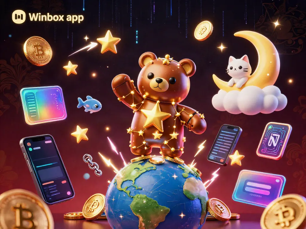 Experience the excitement of gaming with the Winbox app, featuring vibrant casino elements amidst a cosmic background.