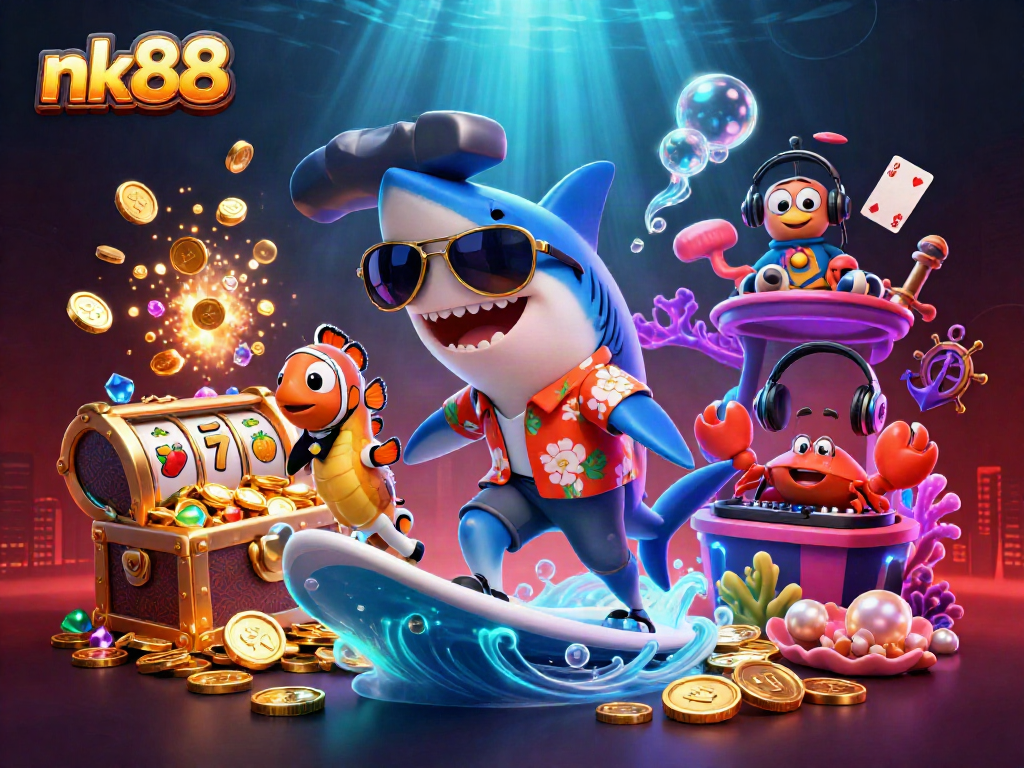 Experience winning with nk88 in this vibrant 3D casino scene full of excitement.