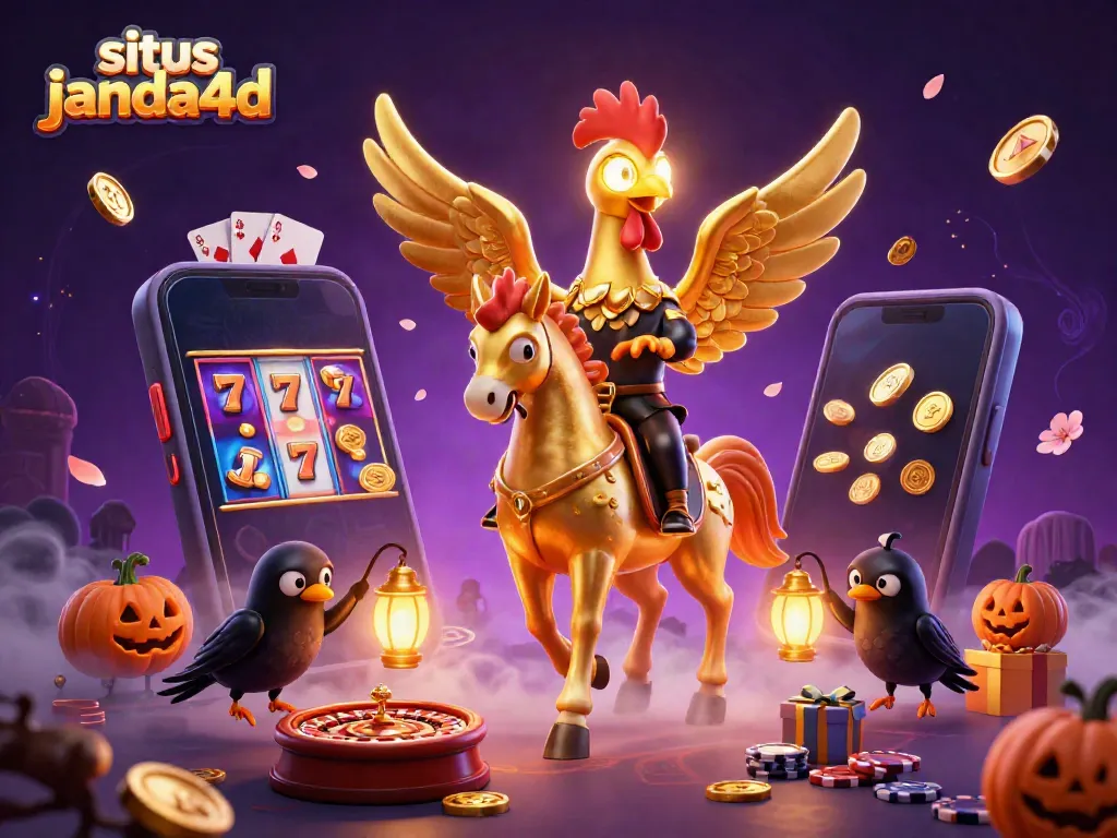 Gambarkan aksi menarik di situs janda4d dengan permainan slot dan simbol keberuntungan yang dinamis.
