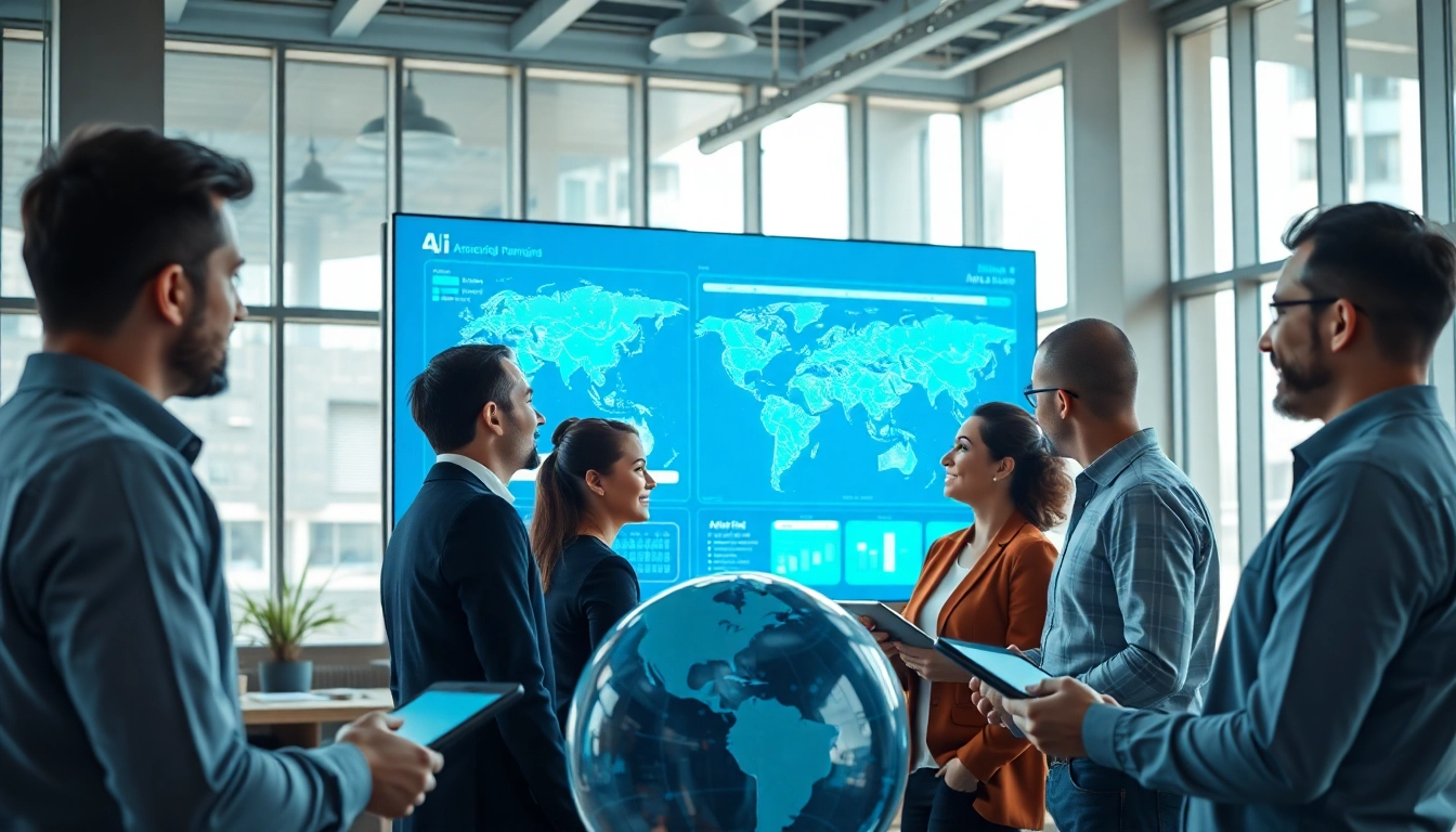 Showcase of AI in supply chain planning with analysts collaborating in a modern office space.