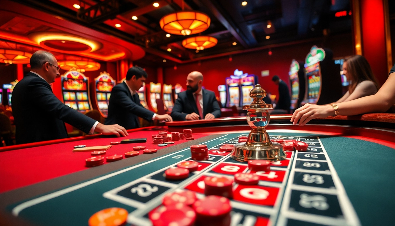 Players enjoying a thrilling game at AT99娛樂 casino with vibrant atmosphere.