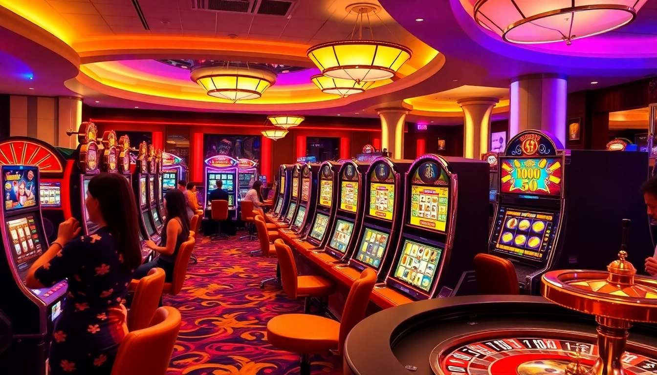 Winning at situs gacor with colorful slot machines in an exciting casino setting.