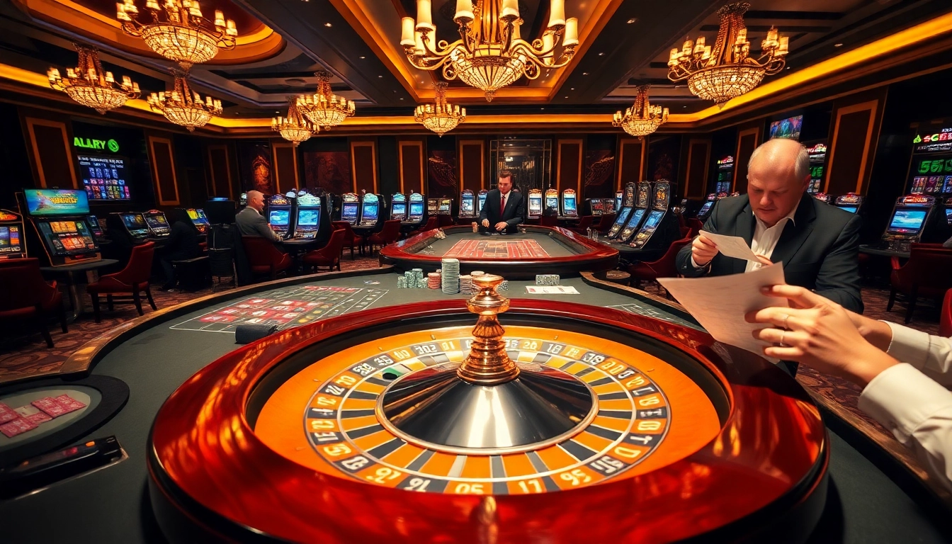 A player engaging with a betting slip at https://9keonhacai.com/, surrounded by a vibrant casino atmosphere.