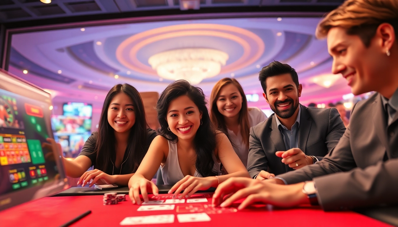 Engaging scene of players at CO88 casino, showcasing excitement in a virtual gambling environment.
