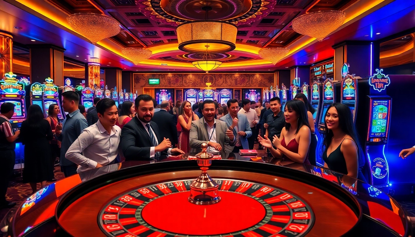 優塔娛樂城中的蓬勃賭場場景，玩家在輪盤桌上興奮下注。