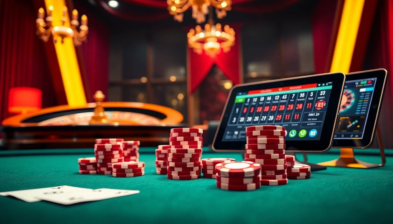 Exciting 88 online gaming table scene featuring poker chips, cards, and a roulette wheel.