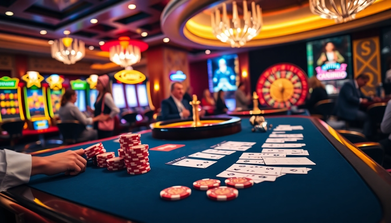 Engaging scene of a reputable online casino highlighting trust and excitement with professional gaming elements.